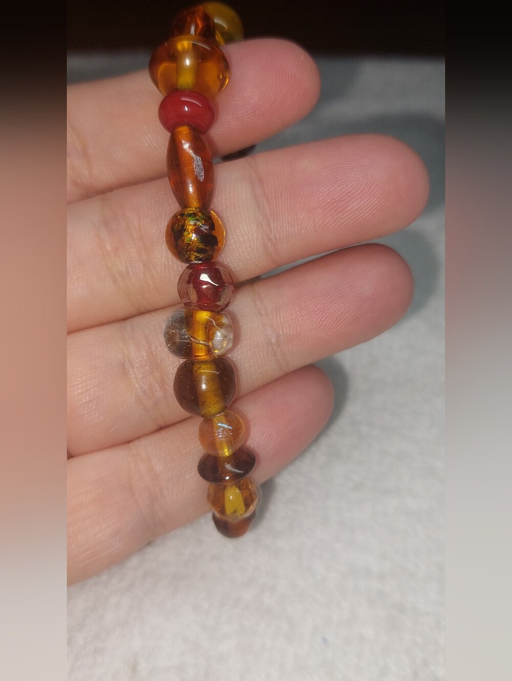 Amber-Tone Glass Beaded Stretch Bracelet - Women Jewelry - Picture 2 of 5